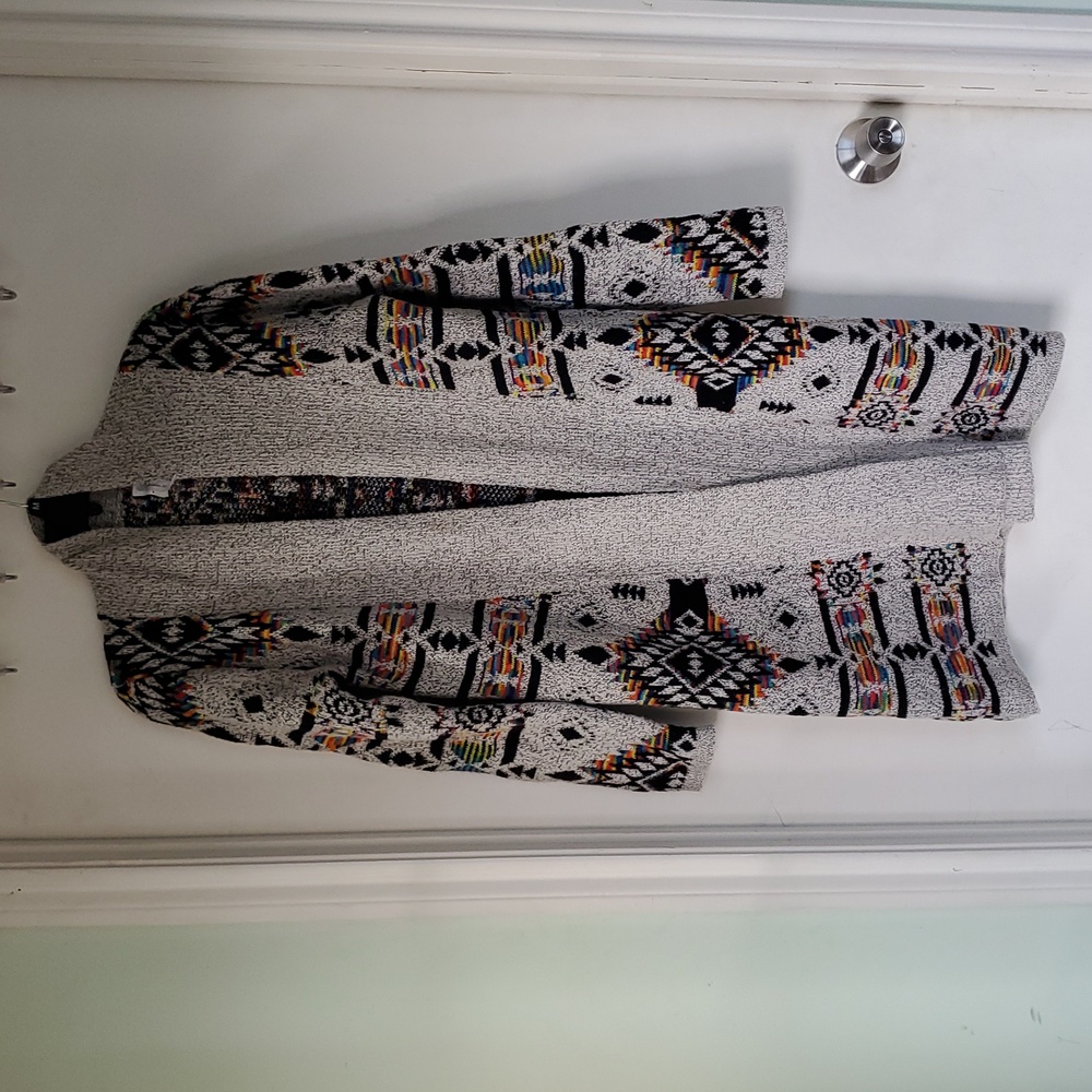 Mintee Multicolred Aztec Southwestern Open Cardigan Sweater